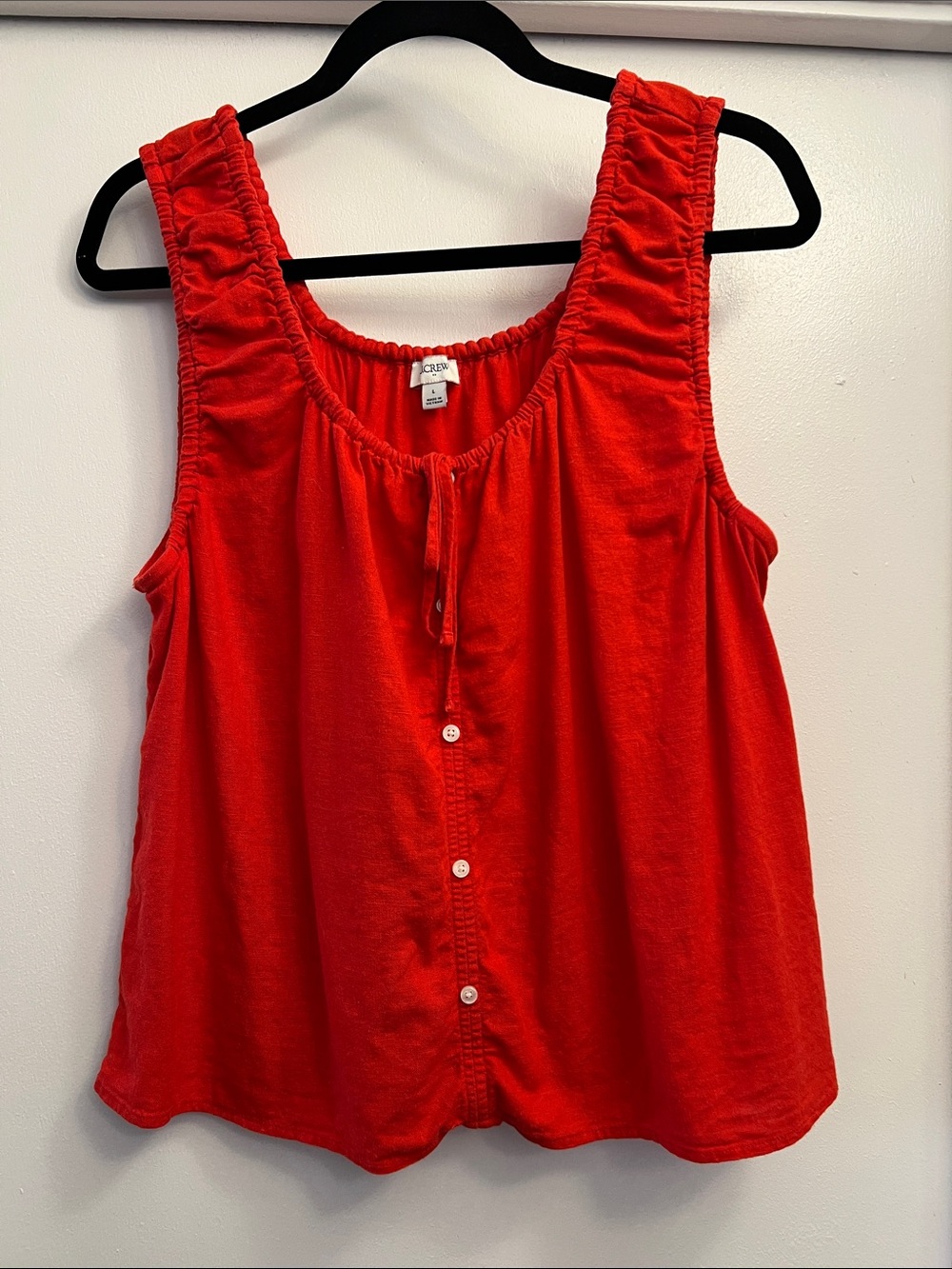 J Crew Factory Linen Blend Tank Top Vibrant Flame/Red Size Large